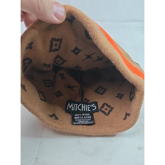 Mitchie\'s Knitted Beanie Monogram 100% Wool Brown Orange Fox Fur main image 5